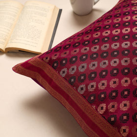 Pink Traditional Pure Banarasi Silk Handwoven Zari Cushion Cover