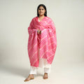 Pink Traditional Tie & Dye Tussar Silk Leheriya Dupatta