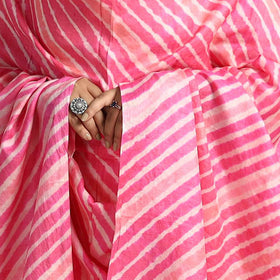 Pink Traditional Tie & Dye Tussar Silk Leheriya Dupatta