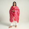 Pink Traditional Tie & Dye Tussar Silk Leheriya Dupatta