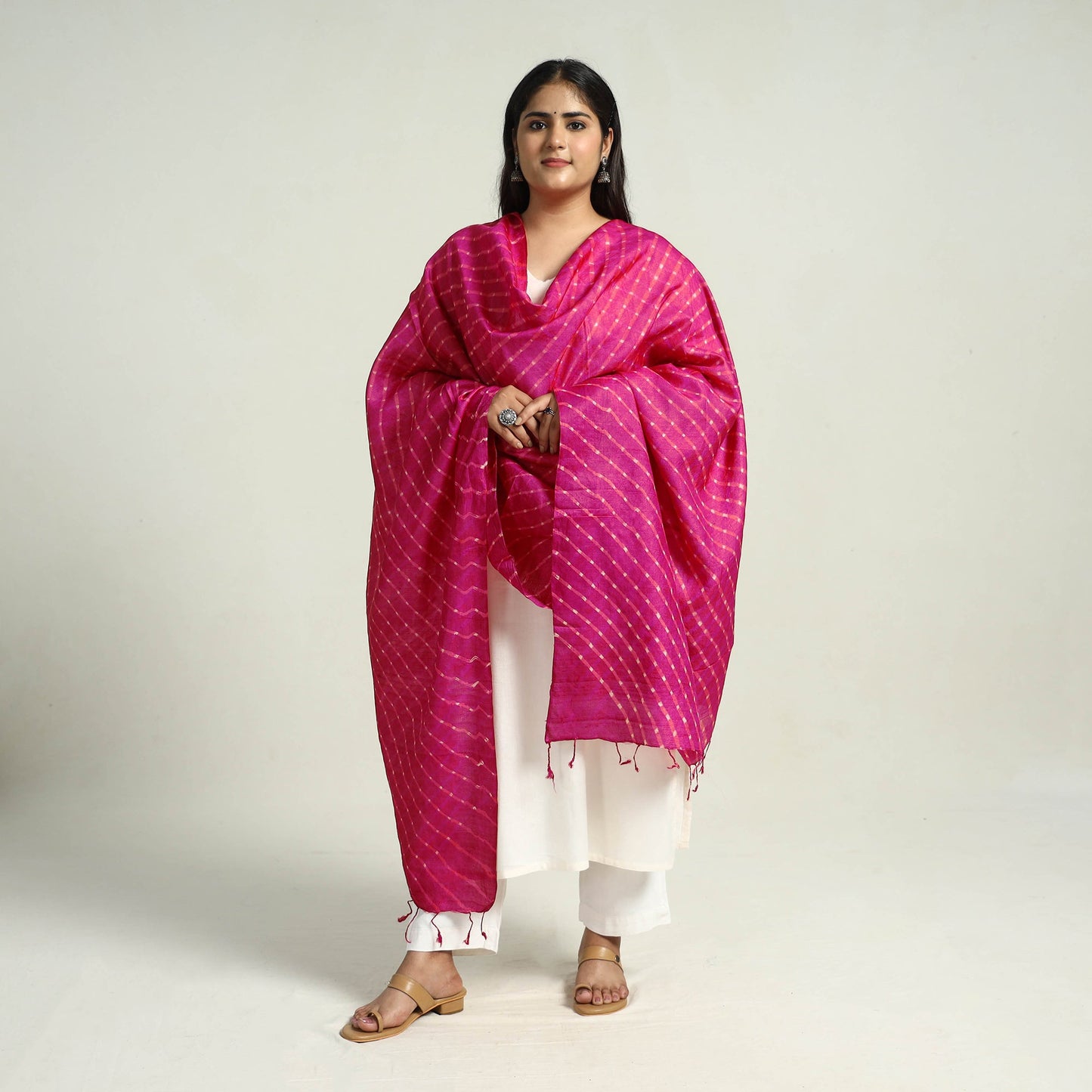 Traditional Tie & Dye Tussar Silk Leheriya Dupatta 24