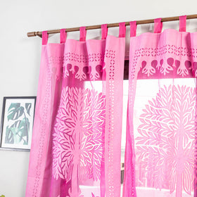 Pink - tree cutwork cotton barmer applique door curtain
