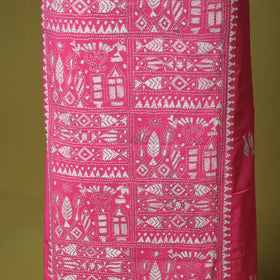 Pink - unstitched cotton bengal kantha handwork kurta