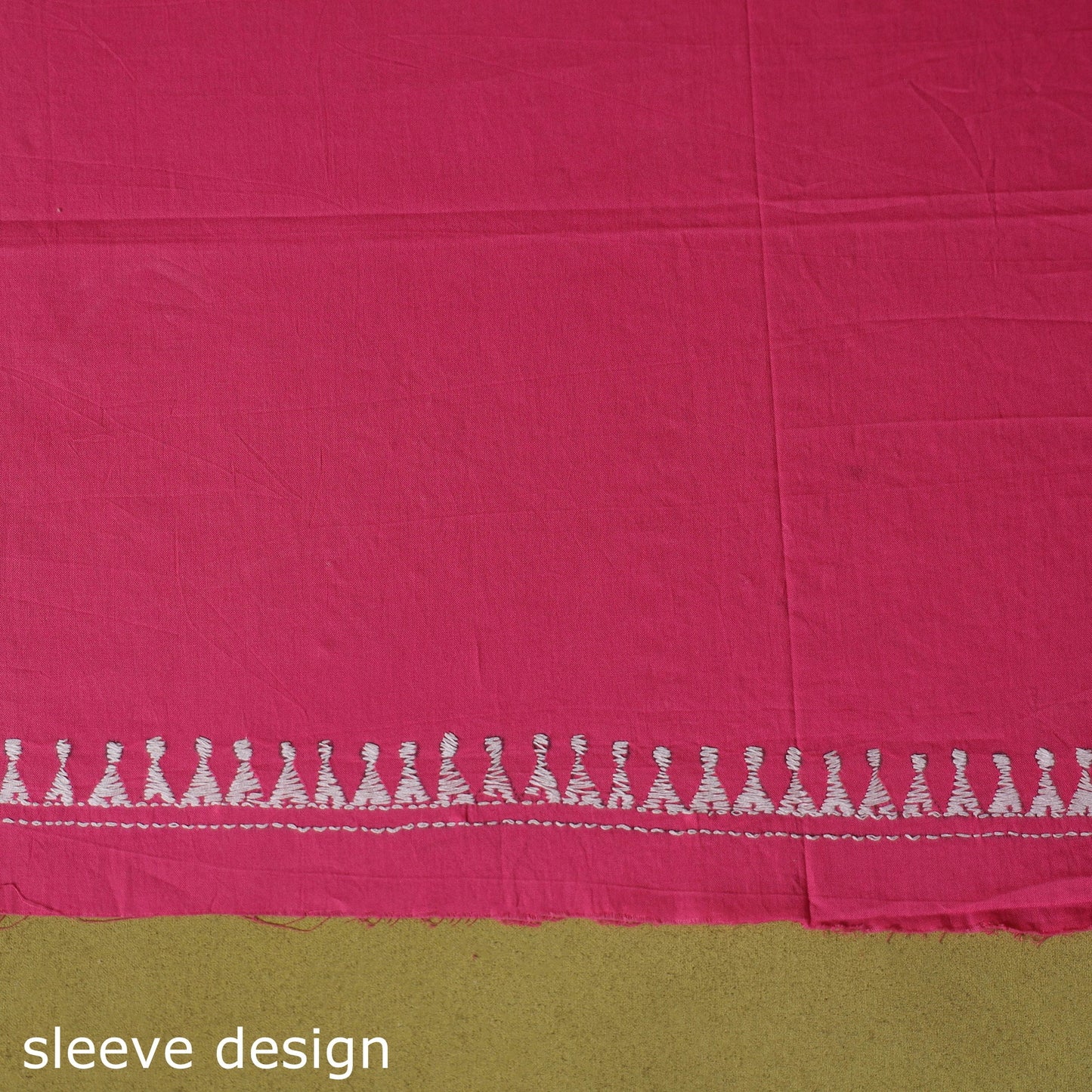 Pink - unstitched cotton bengal kantha handwork kurta