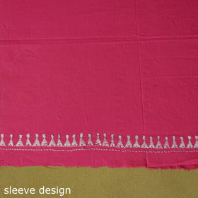 Pink - unstitched cotton bengal kantha handwork kurta