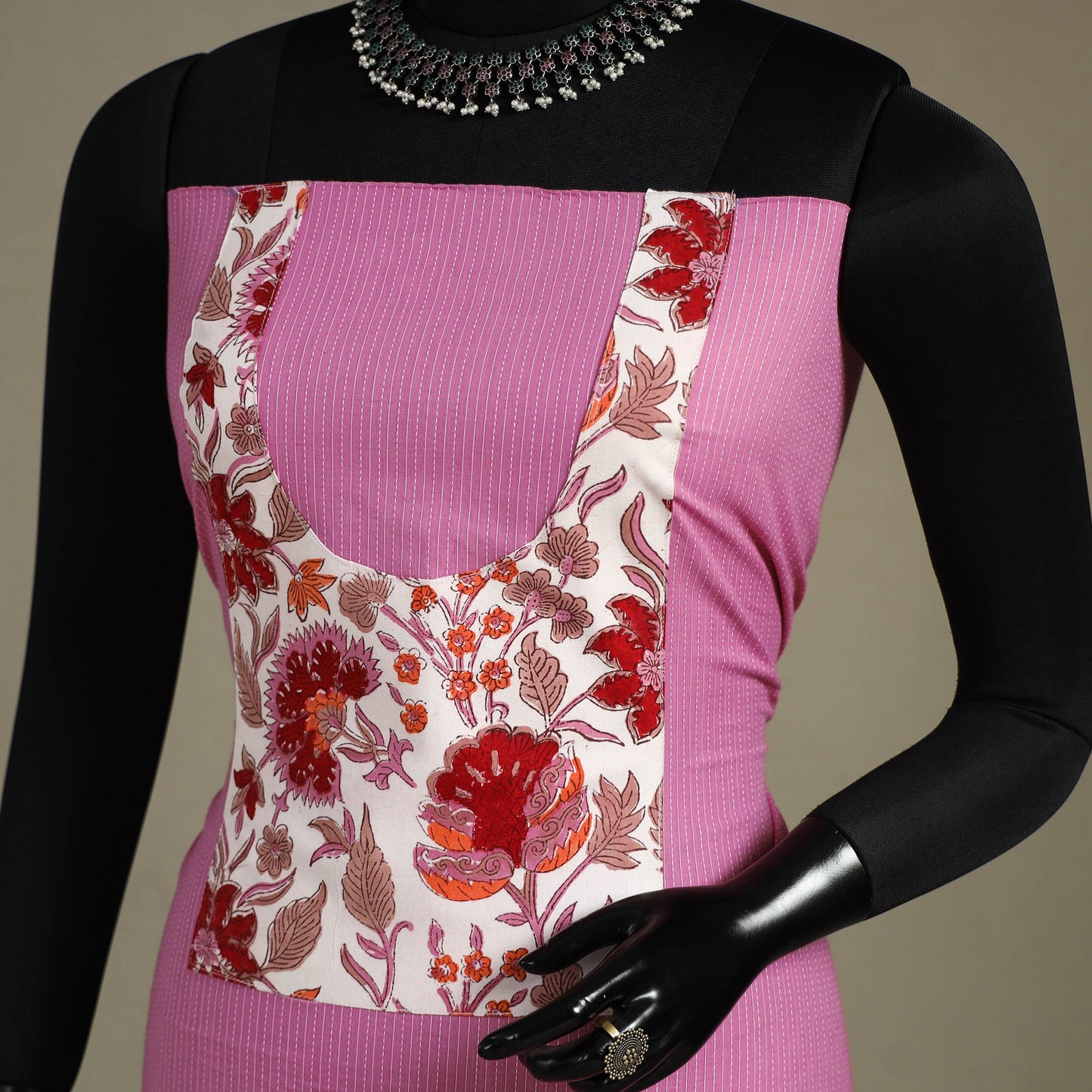 Pink Unstitched Plain Cotton Kurta Material