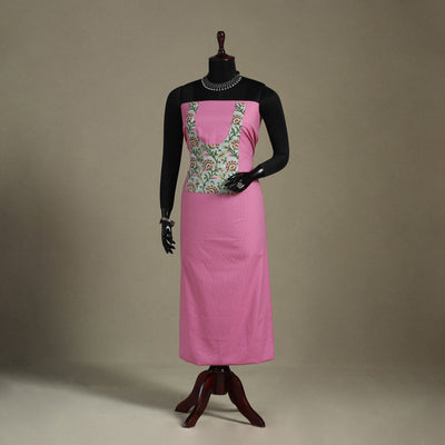 Pink Unstitched Plain Cotton Kurta Material