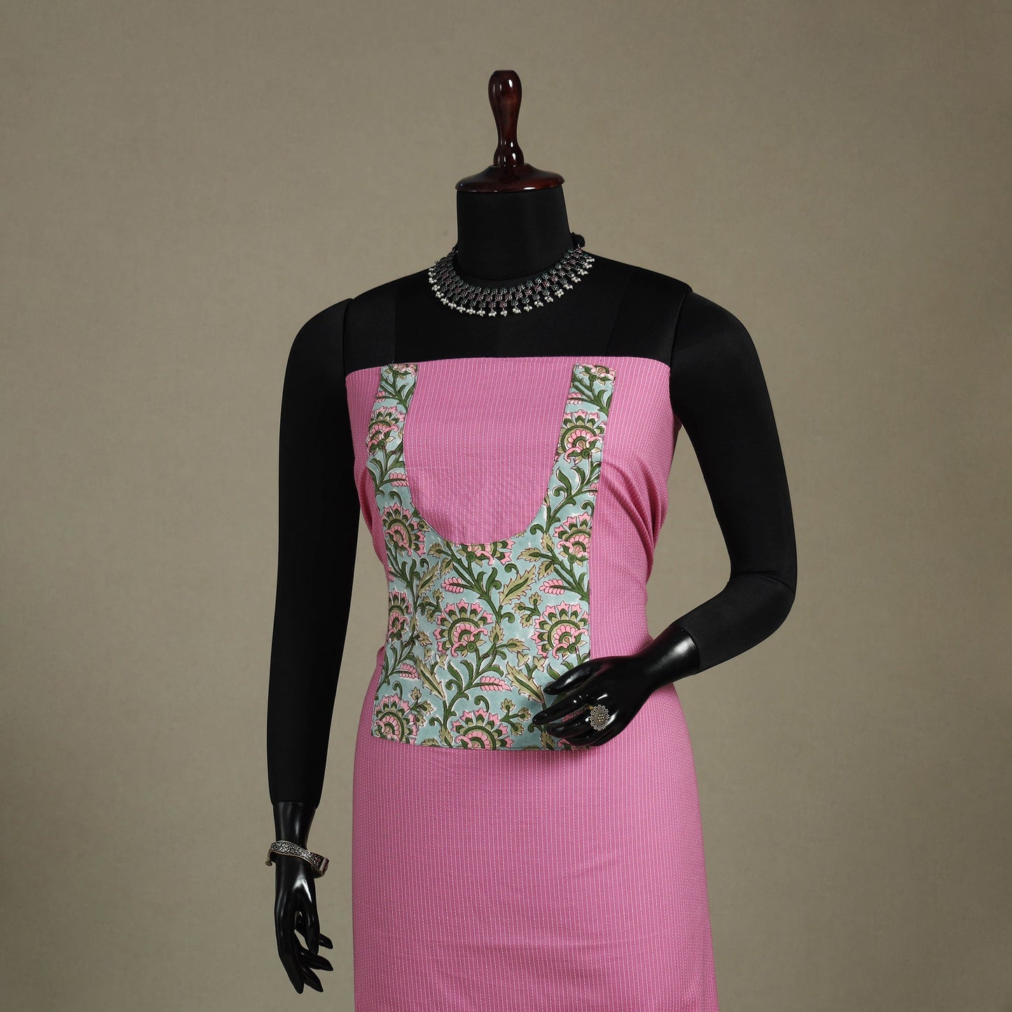 Pink Unstitched Plain Cotton Kurta Material