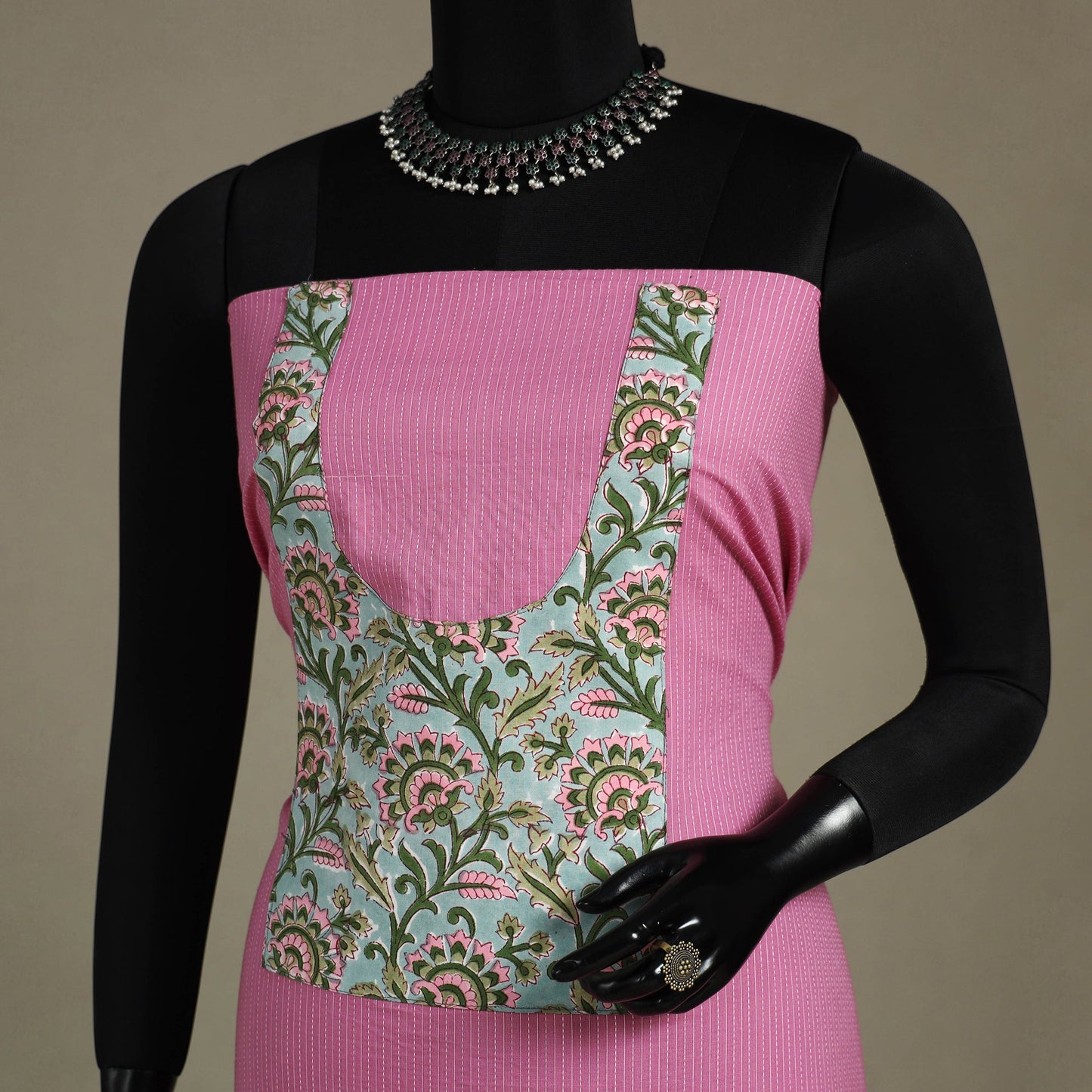 Pink Unstitched Plain Cotton Kurta Material