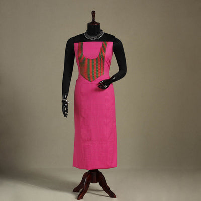 Pink Unstitched Plain Cotton Kurta Material