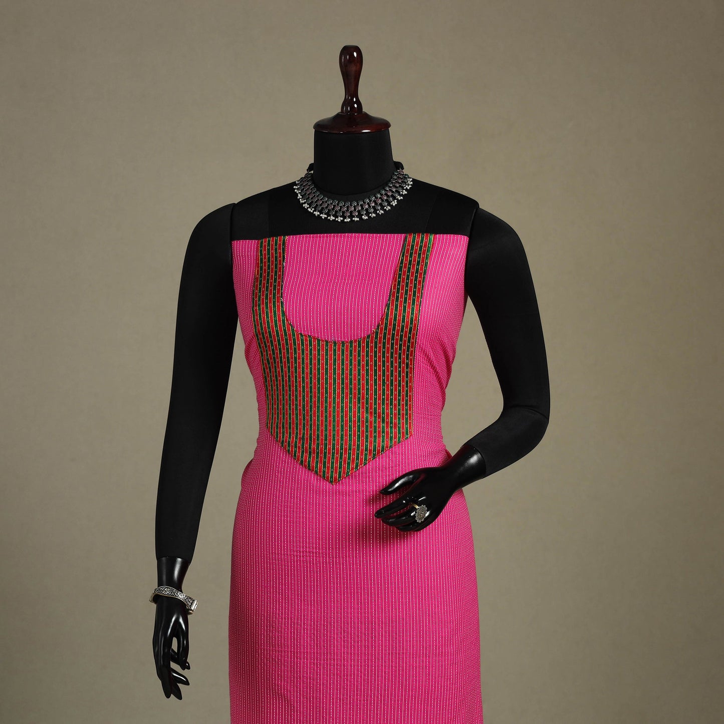 Pink Unstitched Plain Cotton Kurta Material