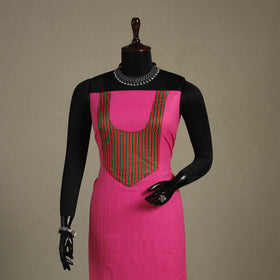 Pink Unstitched Plain Cotton Kurta Material