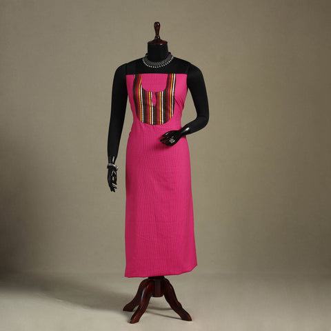Pink Unstitched Plain Cotton Kurta Material