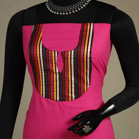 Pink Unstitched Plain Cotton Kurta Material