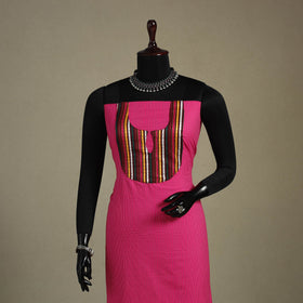 Pink Unstitched Plain Cotton Kurta Material
