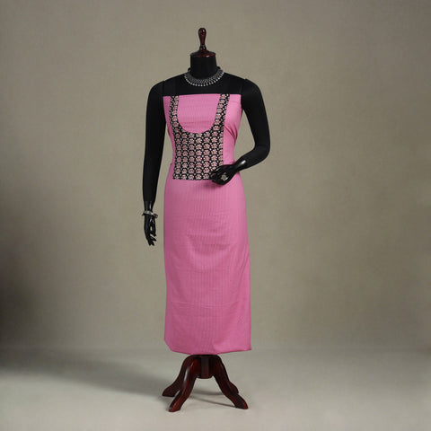 Pink Unstitched Plain Cotton Kurta Material