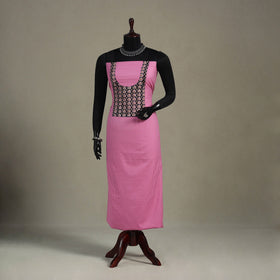 Pink Unstitched Plain Cotton Kurta Material
