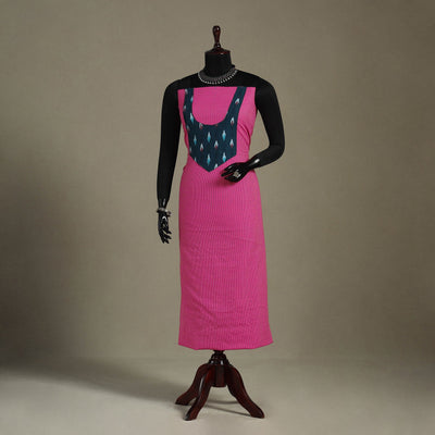 Pink Unstitched Plain Cotton Kurta Material