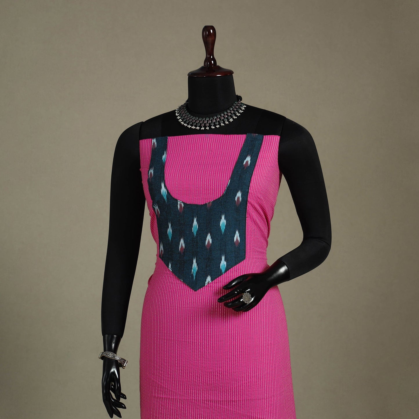 Pink Unstitched Plain Cotton Kurta Material