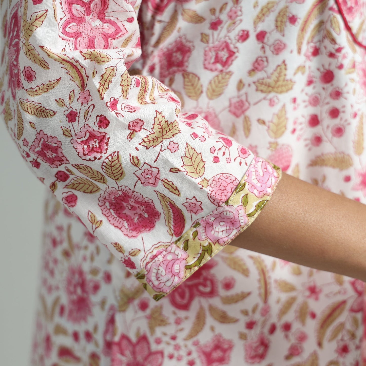 White - Sanganeri Block Printed Cotton A-Line Kurta
