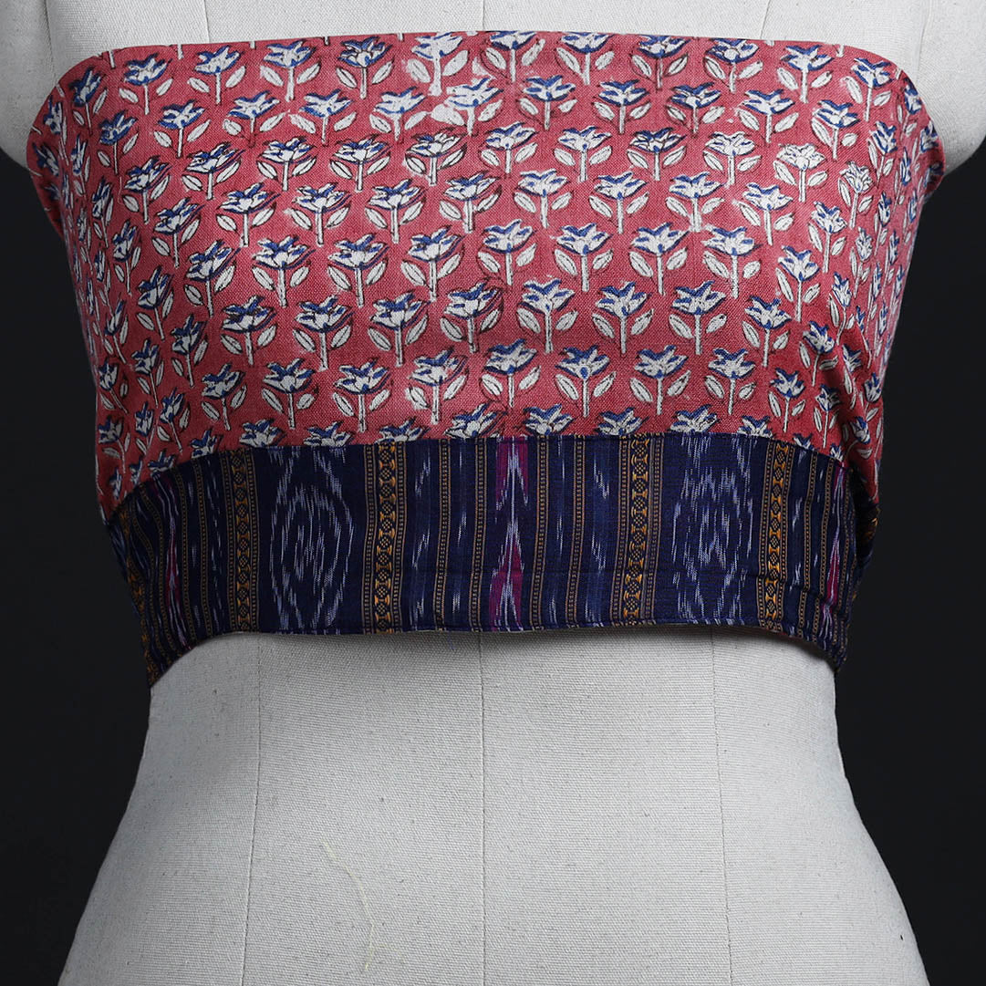 Pink - woollen sanganeri blouse piece 72 - handcrafted