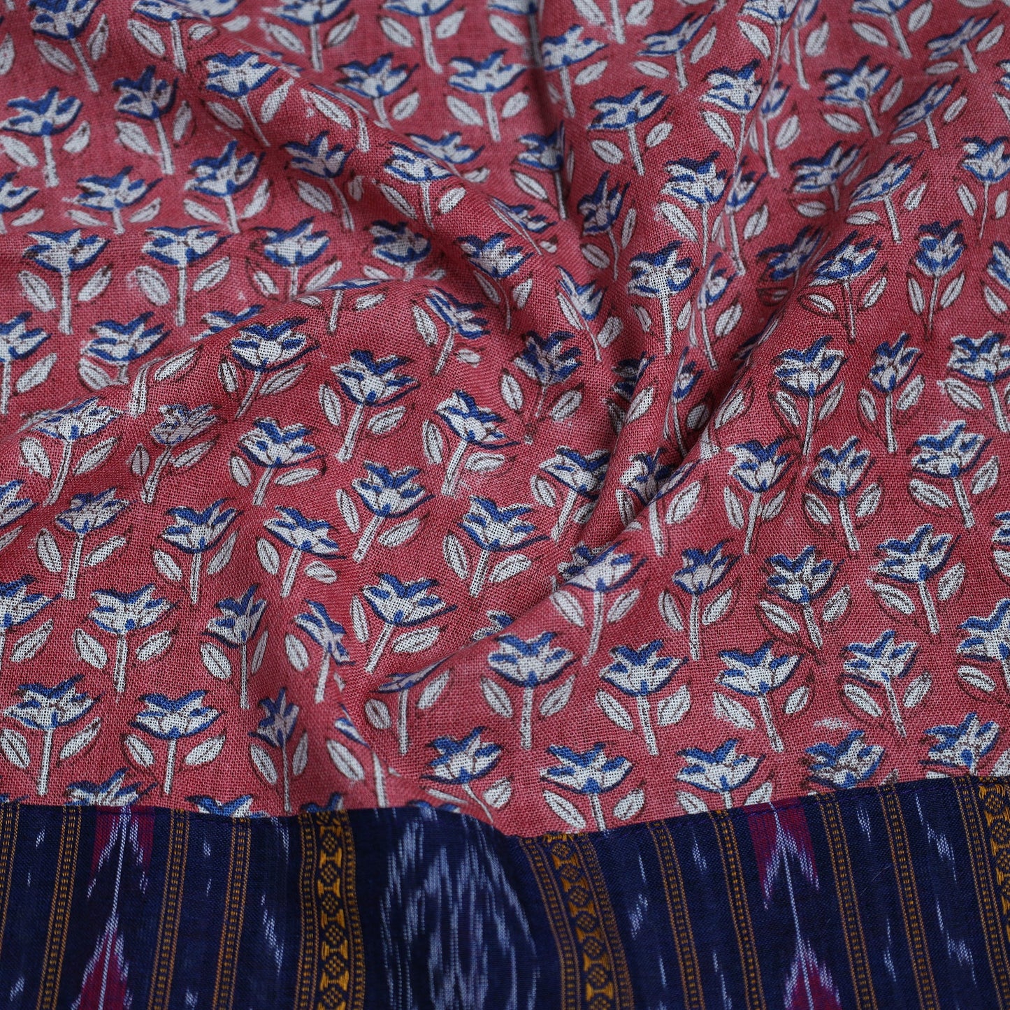 Pink - woollen sanganeri blouse piece 72 - handcrafted