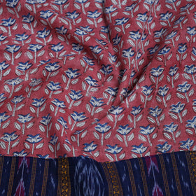 Pink - woollen sanganeri blouse piece 72 - handcrafted