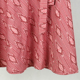 Pink Wrap Around Cotton Pochampally Ikat Skirt