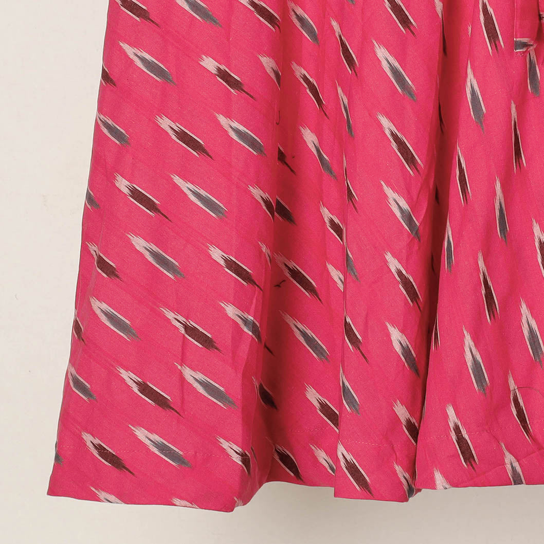 Pink Wrap Around Cotton Pochampally Ikat Skirt
