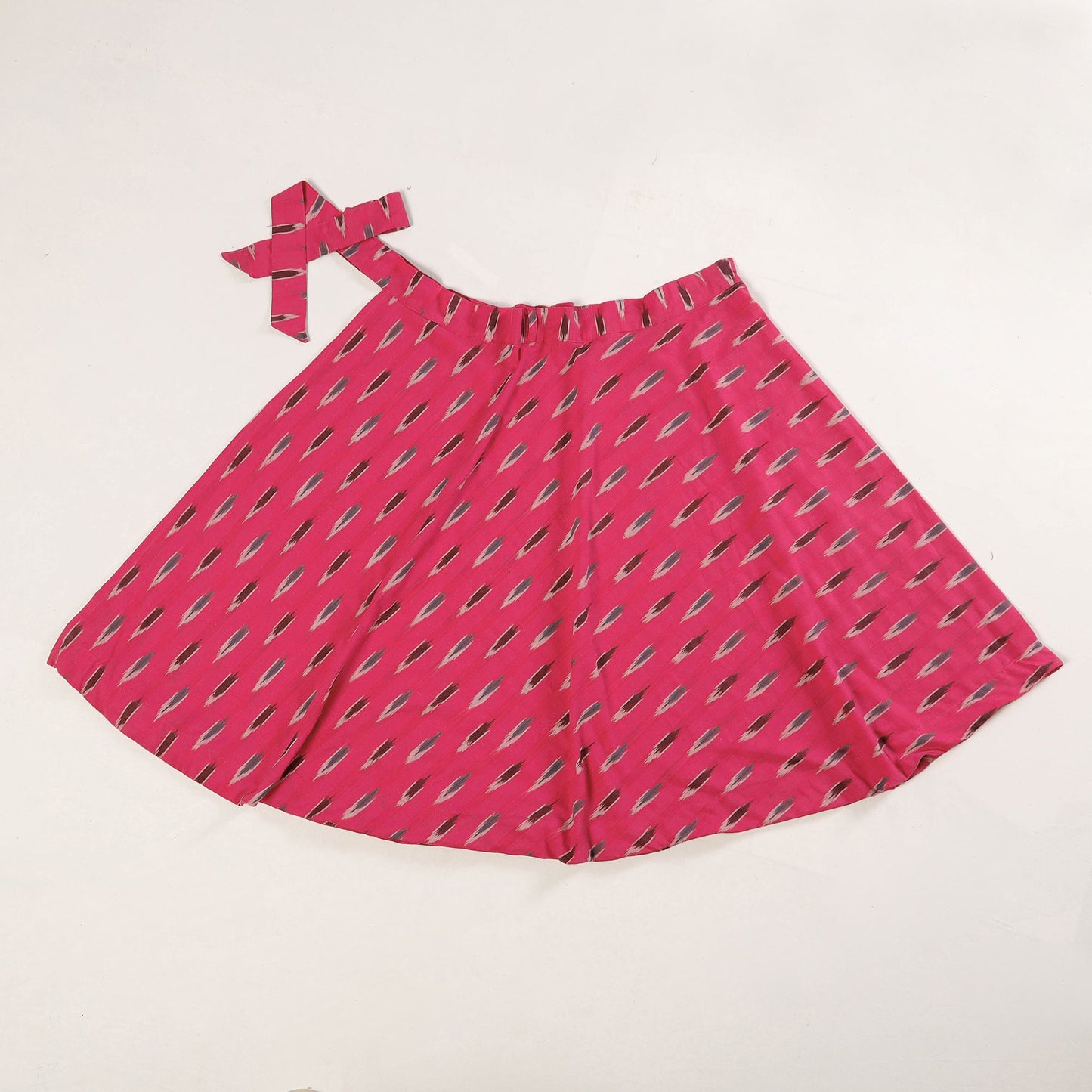 Pink Wrap Around Cotton Pochampally Ikat Skirt