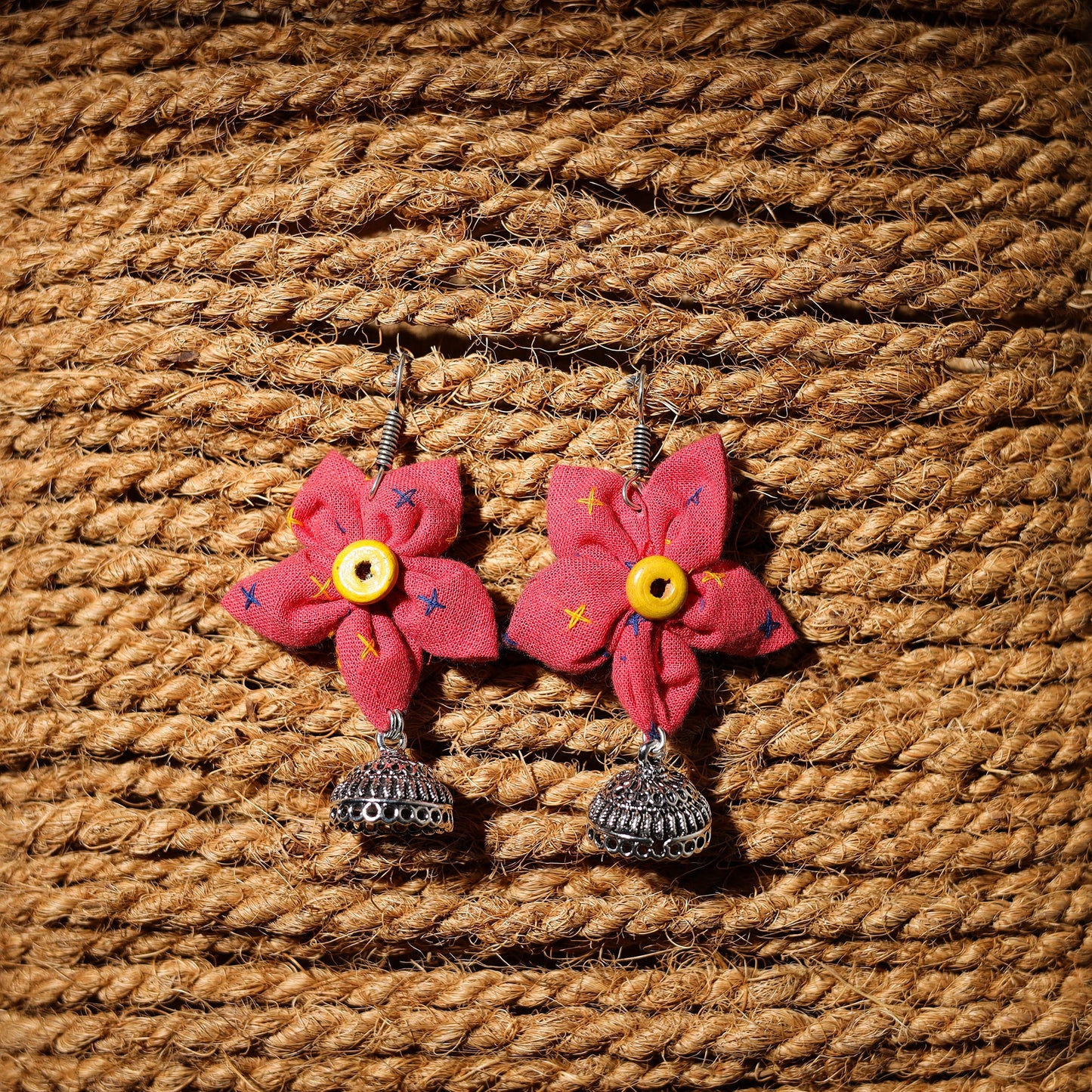 Yasmeen Handcrafted GS Fabart Phool Kali Earrings