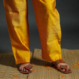 Pink & yellow phulia jamdani handloom silk cotton kurta