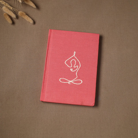 Yoga hand embroidered fabric cover handmade paper journal