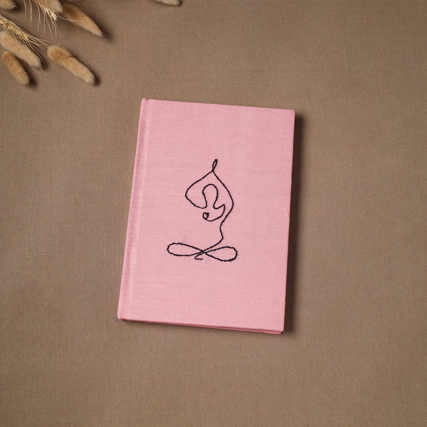 Yoga hand embroidered fabric cover handmade paper journal
