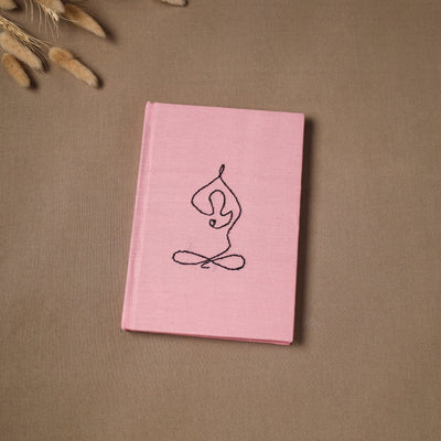 Yoga hand embroidered fabric cover handmade paper journal