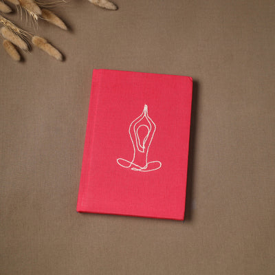 Yoga hand embroidered fabric cover handmade paper journal