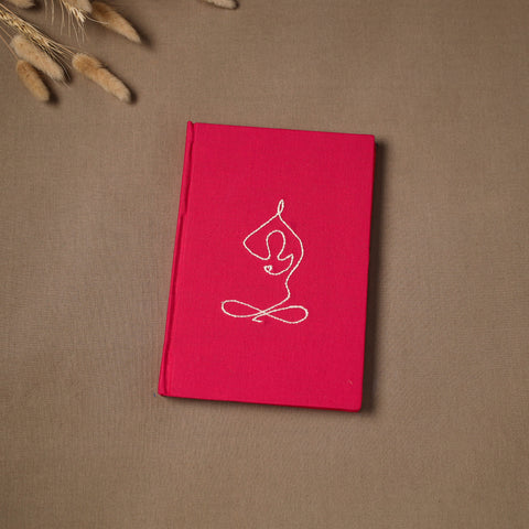 Yoga hand embroidered fabric cover handmade paper journal