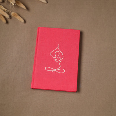 Yoga hand embroidered fabric cover handmade paper journal