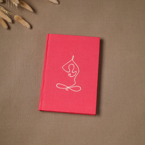 Yoga hand embroidered fabric cover handmade paper journal