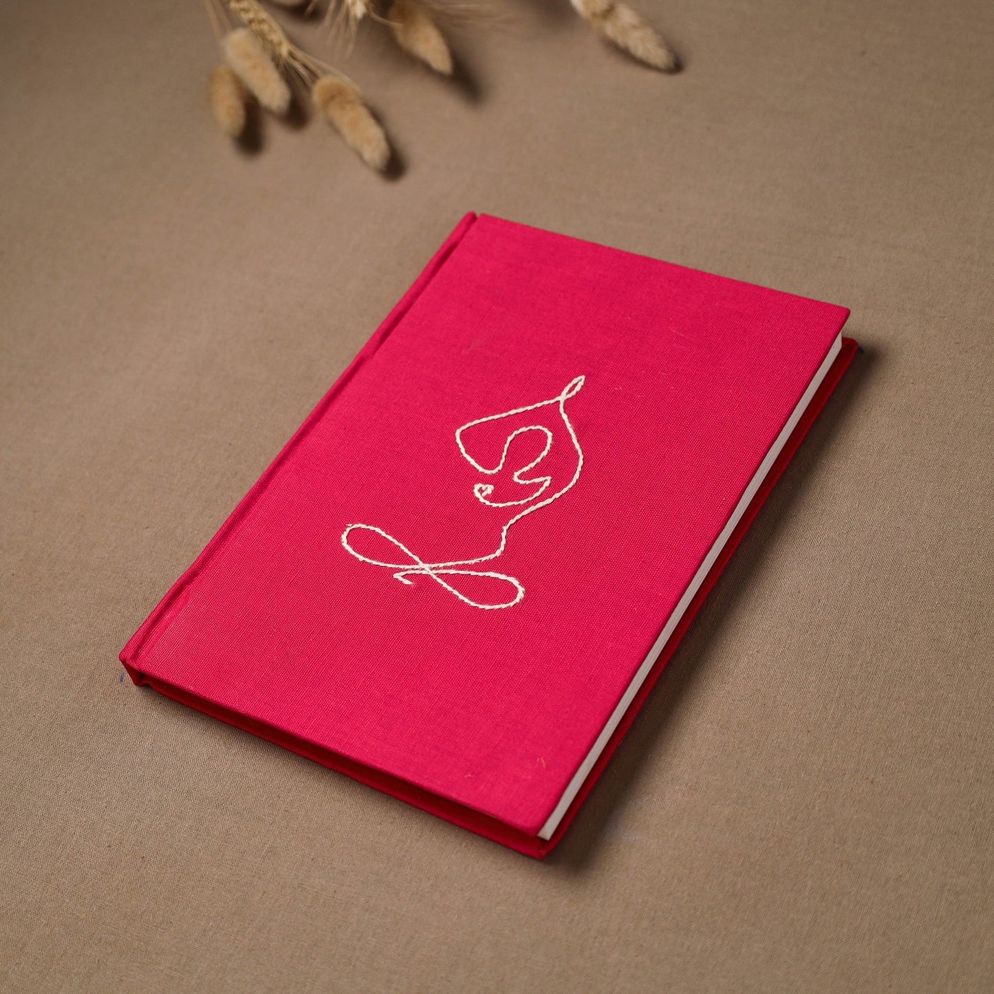 Yoga hand embroidered fabric cover handmade paper journal