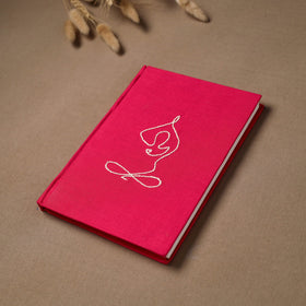Yoga hand embroidered fabric cover handmade paper journal