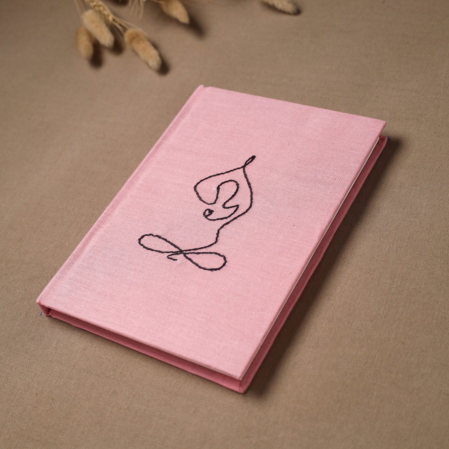 Yoga hand embroidered fabric cover handmade paper journal