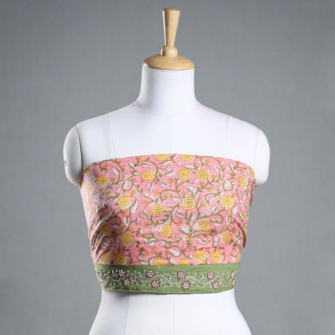 Buy Zardozi Hand Embroidered Sanganeri Cotton Blouse Piece Online at iTokri.com