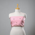 Pink - zardozi hand embroidery cotton plain blouse piece 02