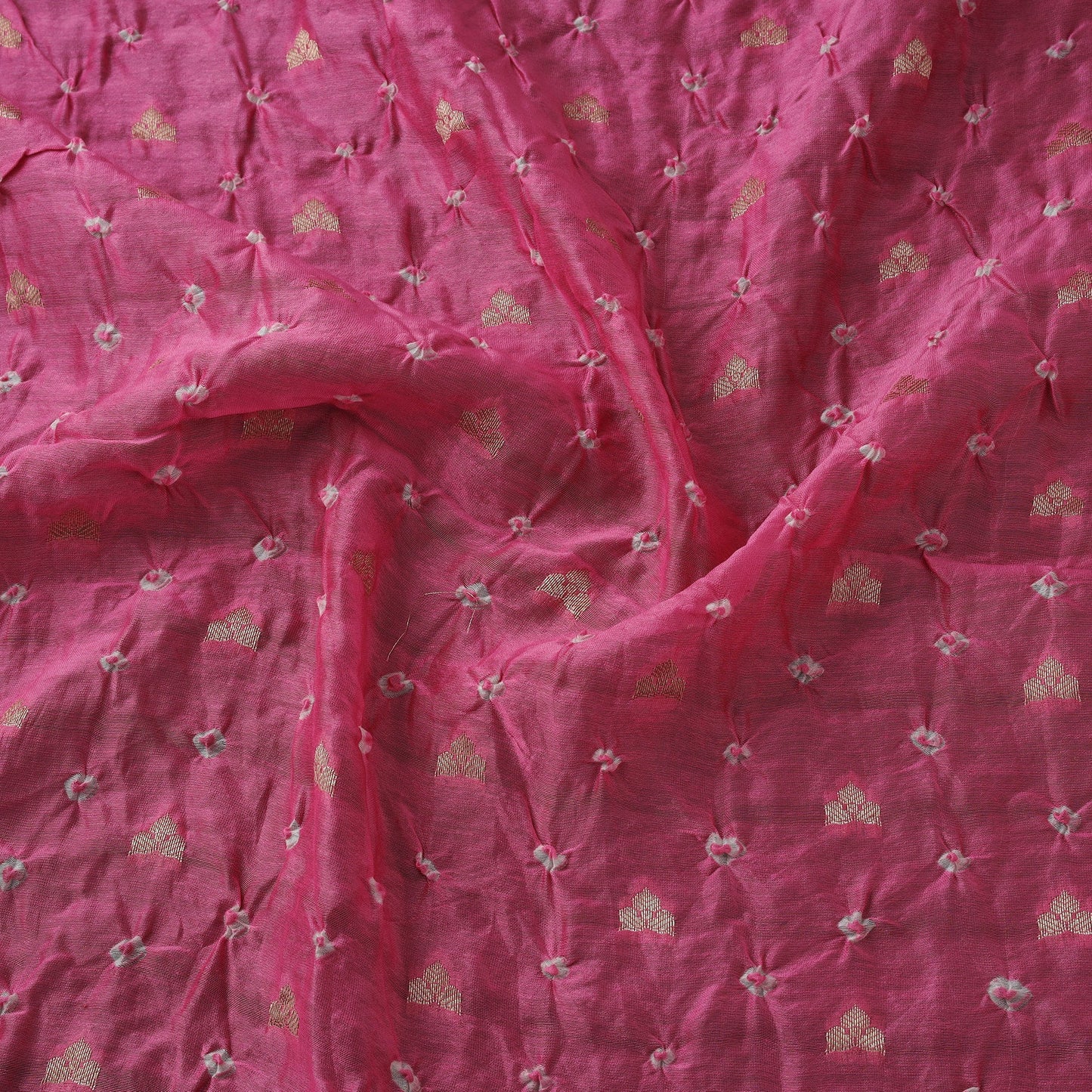 Zari buti silk tie-dye bandhani fabric 05 - handcrafted