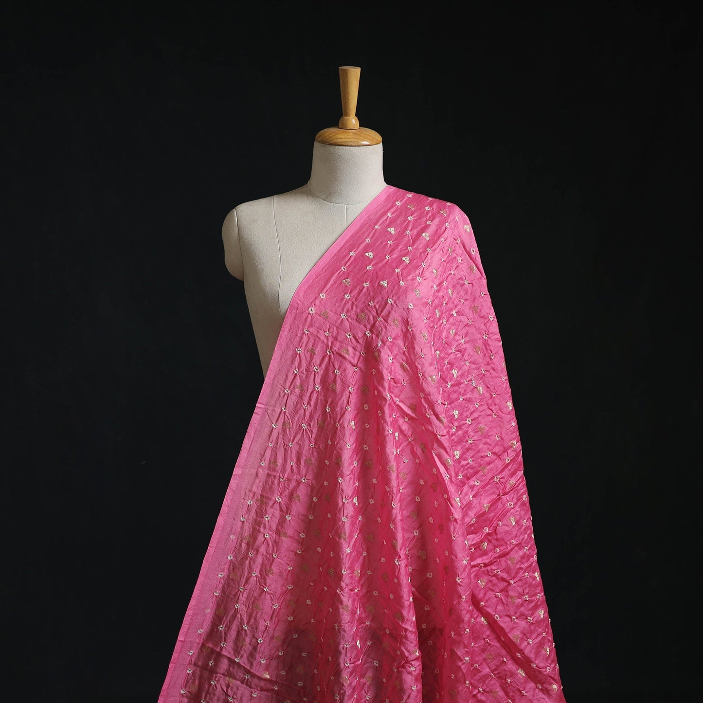 Zari buti silk tie-dye bandhani fabric 05 - handcrafted