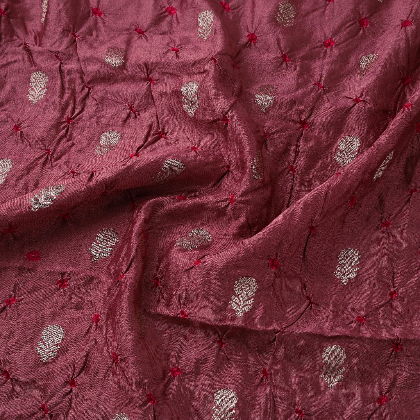 Zari buti silk tie-dye bandhani fabric 13 - handcrafted