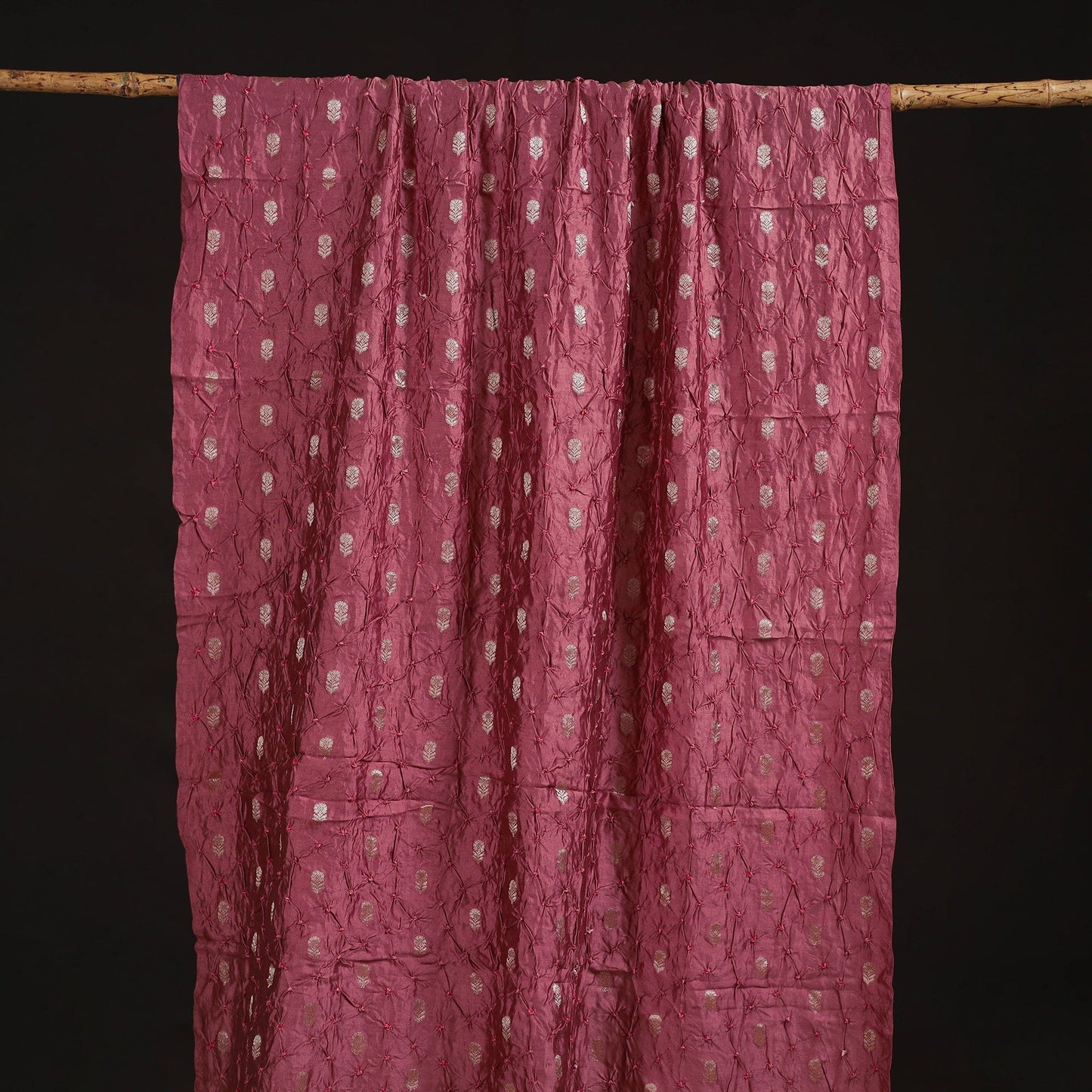 Zari buti silk tie-dye bandhani fabric 13 - handcrafted