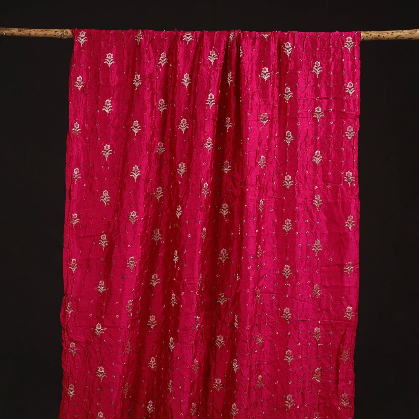 Zari buti silk tie-dye bandhani fabric 27 - handcrafted
