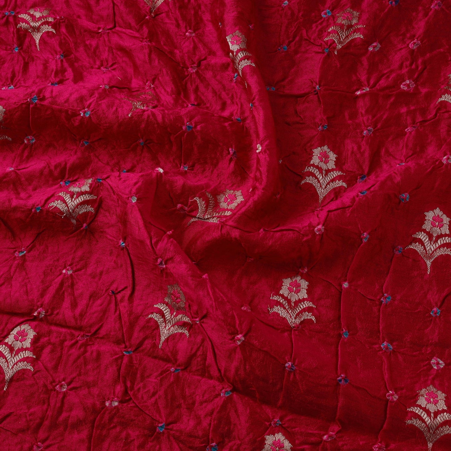 Zari buti silk tie-dye bandhani fabric 27 - handcrafted